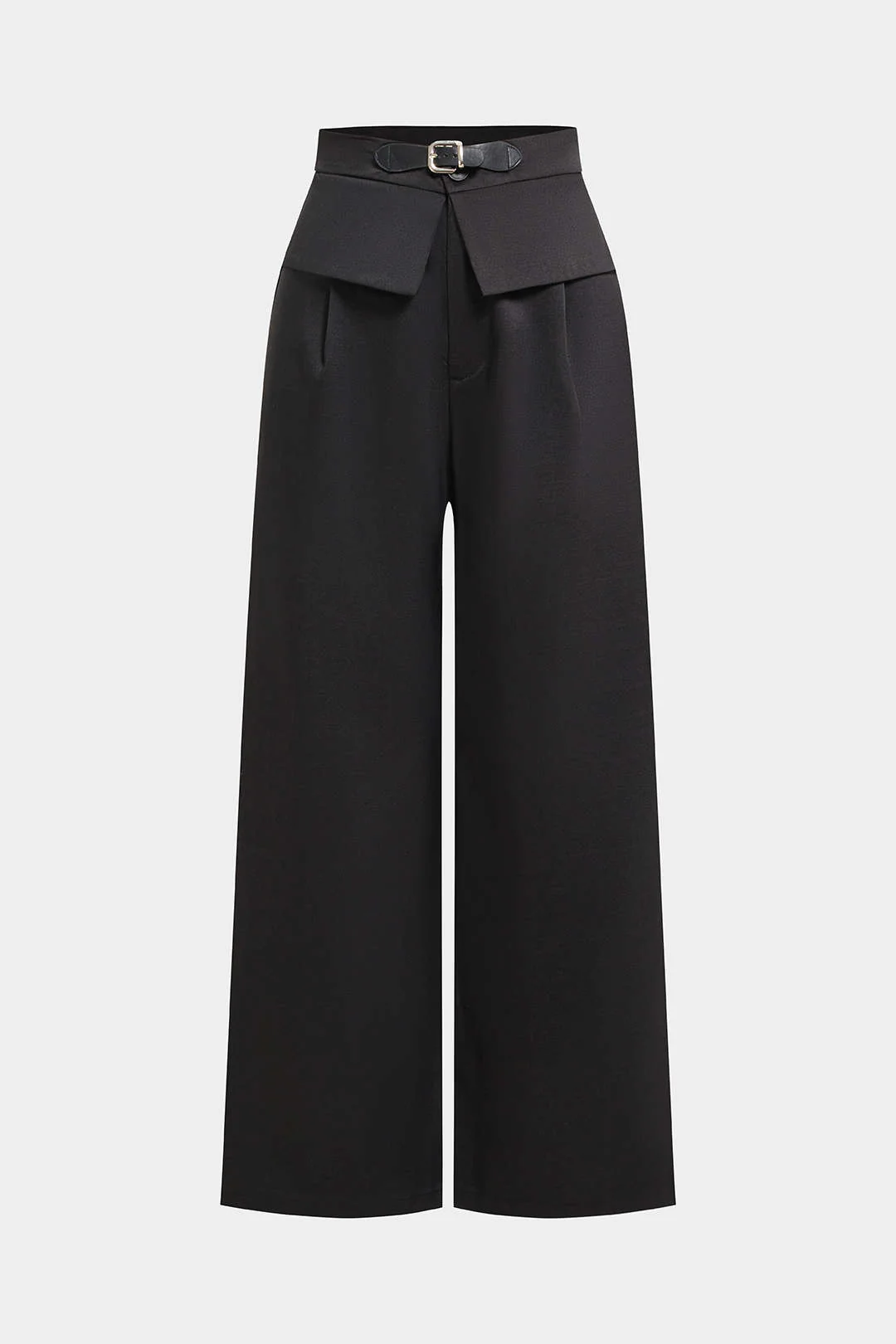 Solid High Waist Straight Leg Pants - Weenar