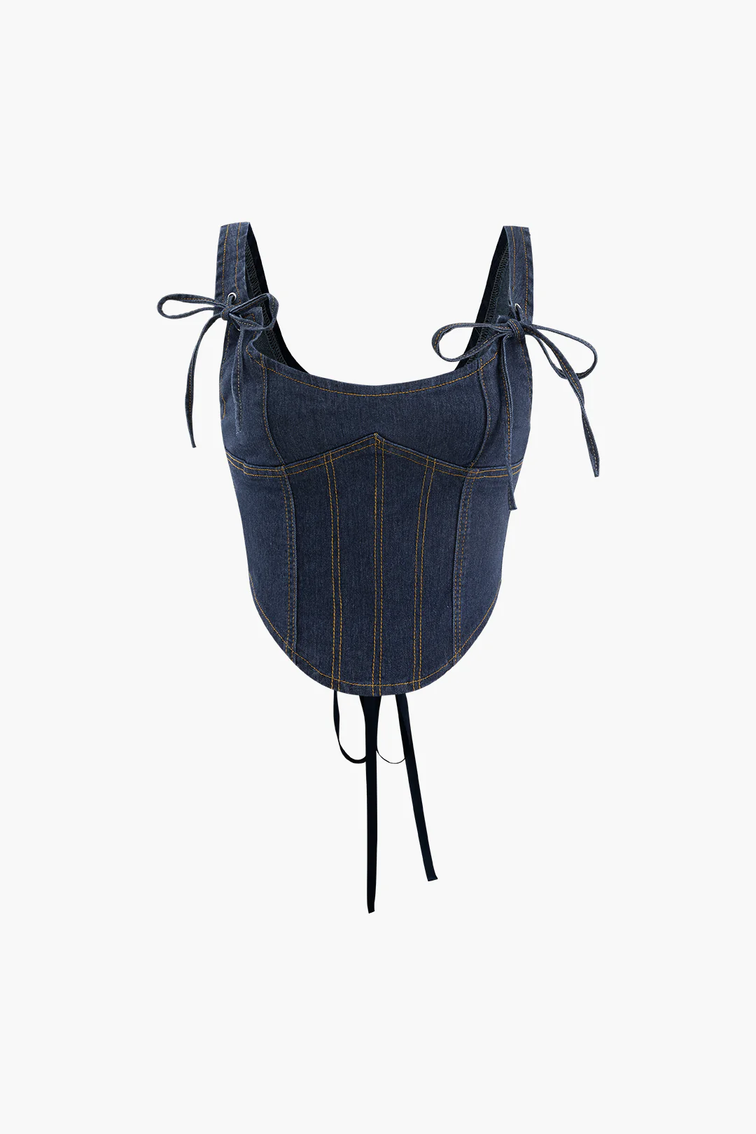Denim Tie Up Corset Tank Top - Weenar