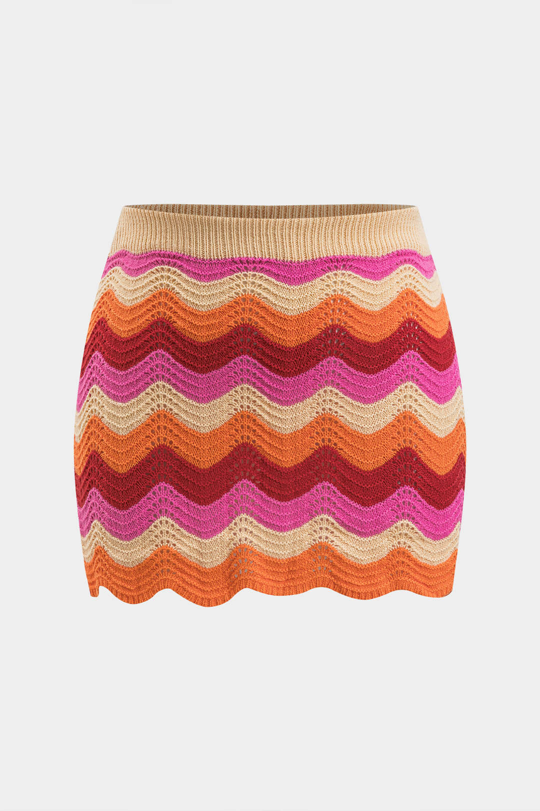 Plus Size Contrast Knit Cut Out Skirt - Weenar