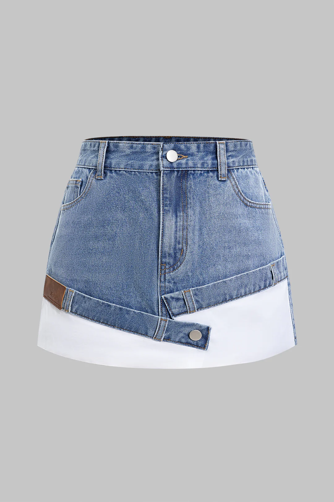 Denim Asymmetrical Patchwork Skirt - Weenar