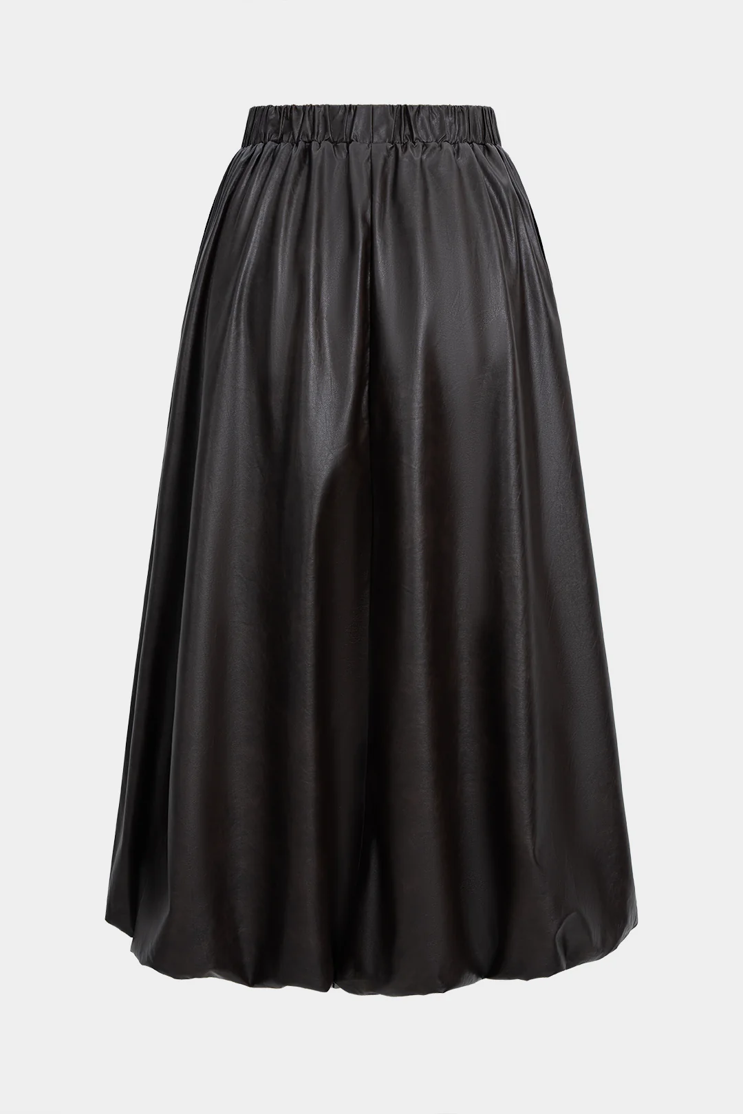 Faux Leather Ruched High Waist Skirt - Weenar