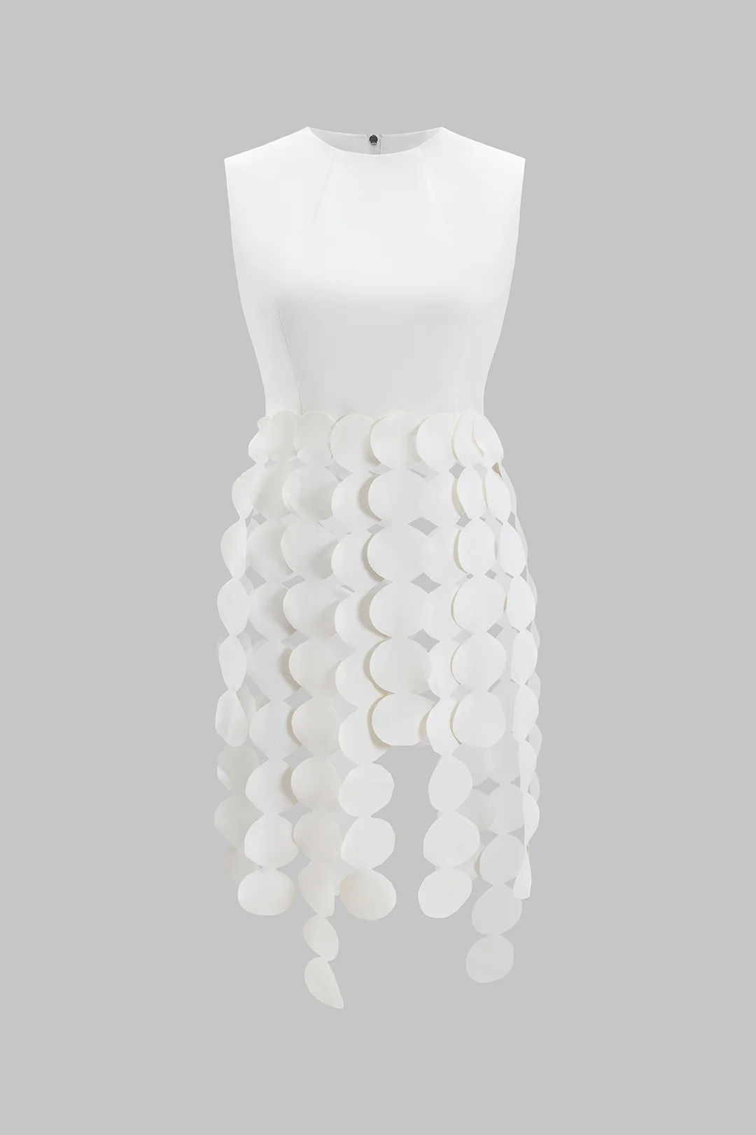 Asymmetrical Patchwork Fringe Hem Zipper Tank Top - Weenar