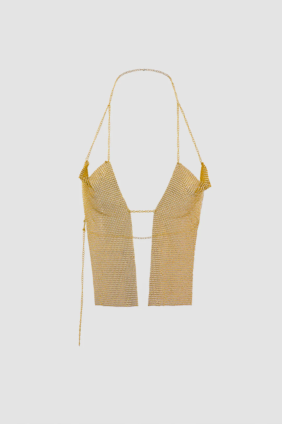 Halter Neck Rhinestone Decor Cut Out Cami Top - Weenar