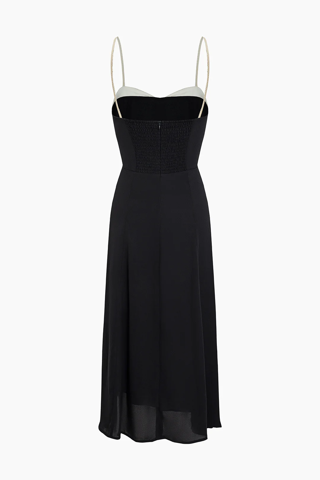 Contrast Backless Slit Sleeveless Midi Dress - Weenar