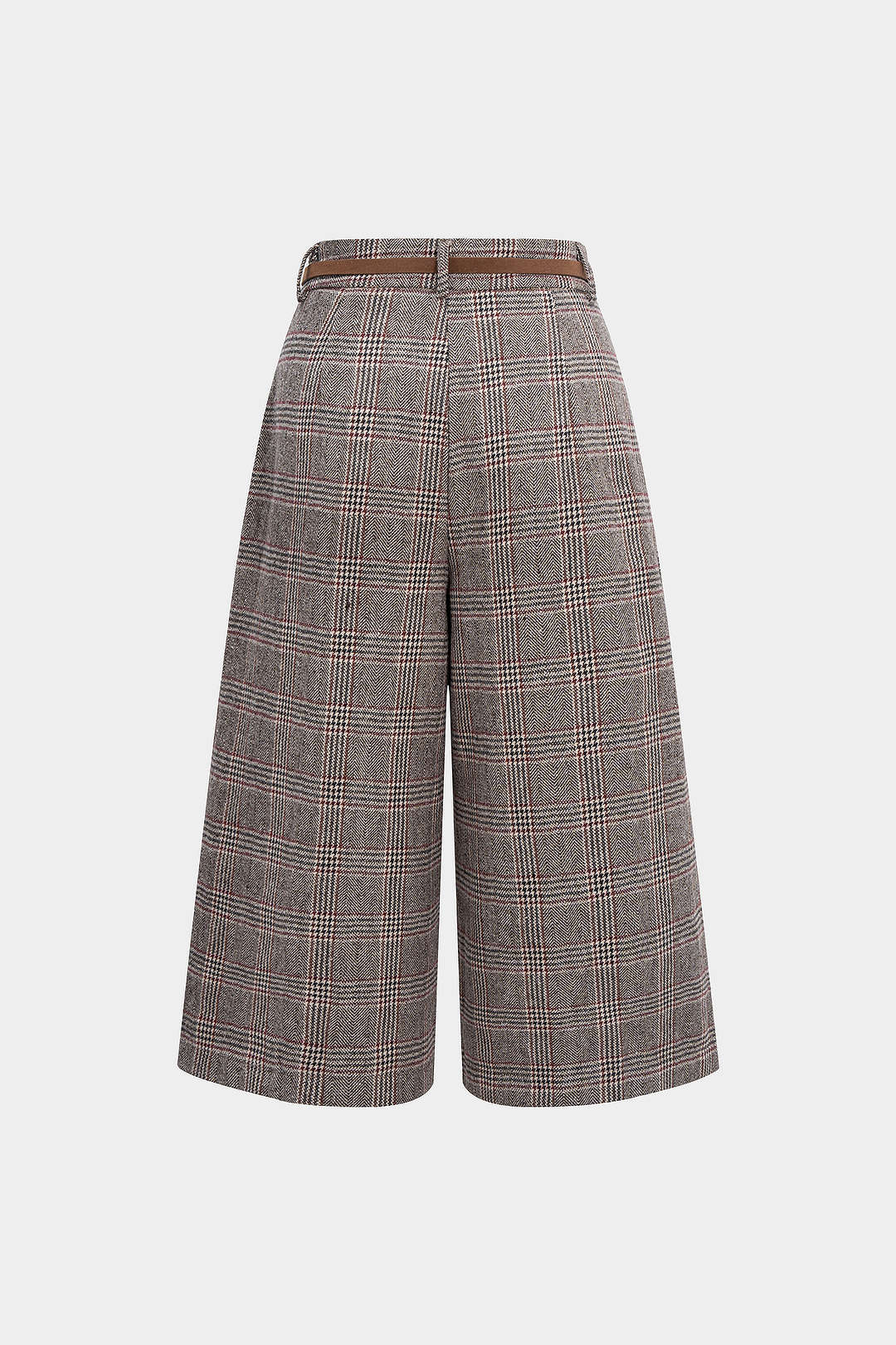 Houndstooth Print High Waist Trousers - Weenar