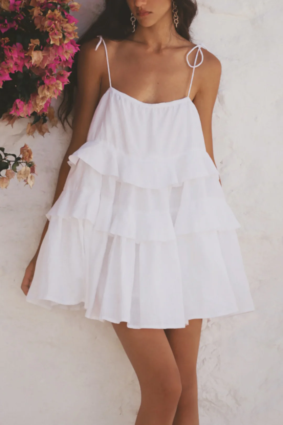 Ruffle Tie-Up Sleeveless Mini Dress - Weenar