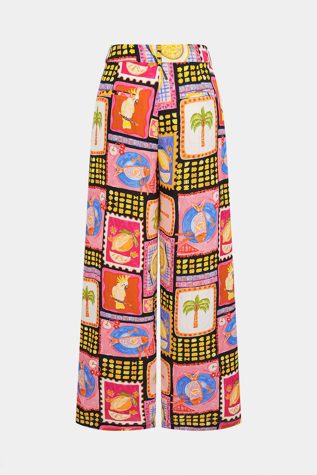 Artistic Print High-Waist Straight Leg Pants - Weenar