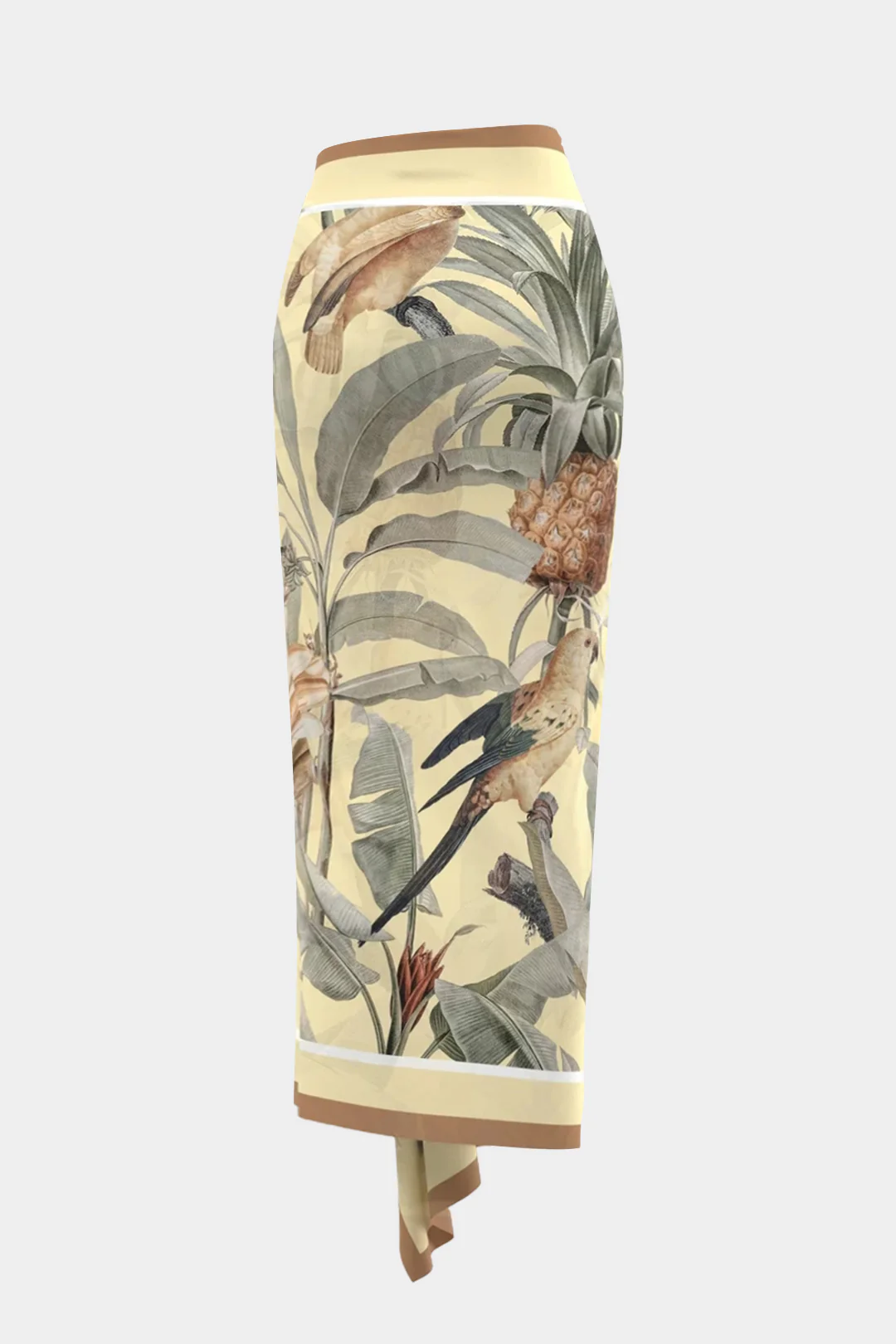 Floral Print Asymmetrical Tie Front Ruched Skirt - Weenar