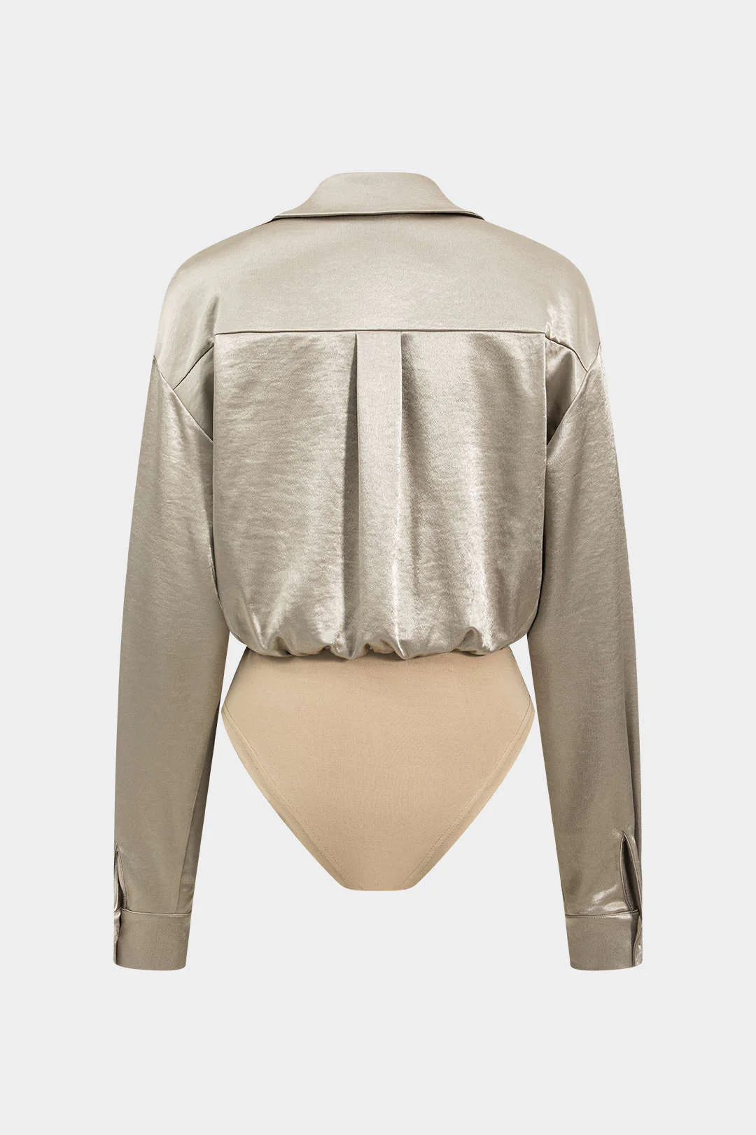 Patchwork Long Sleeve Satin Bodysuit - Weenar
