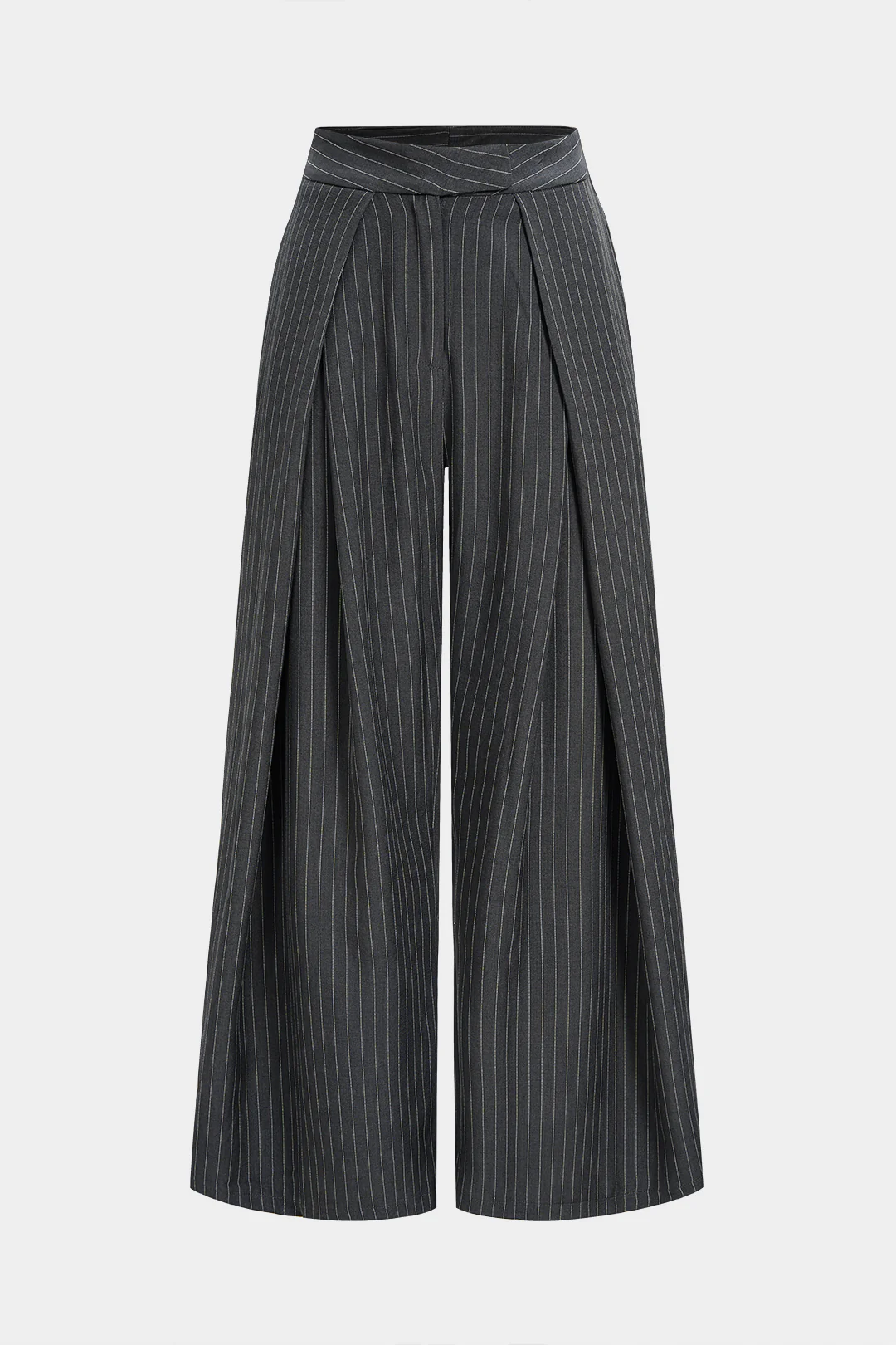 Pinstripe High Waist Wide Leg Pants - Weenar