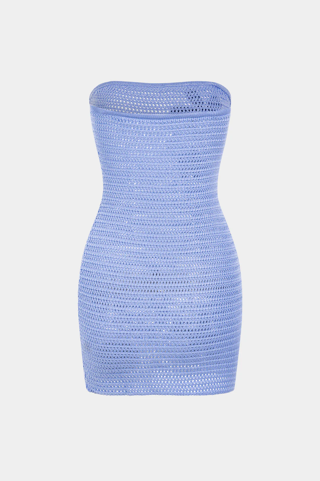 Knit Contrast 3D Floral Strapless Sleeveless Dress - Weenar