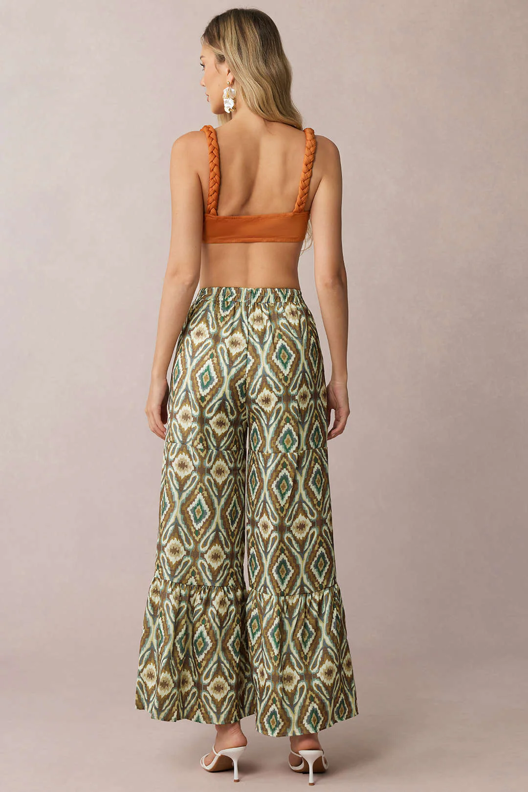 Bohemian Print High Waist Wide Leg Pants - Weenar
