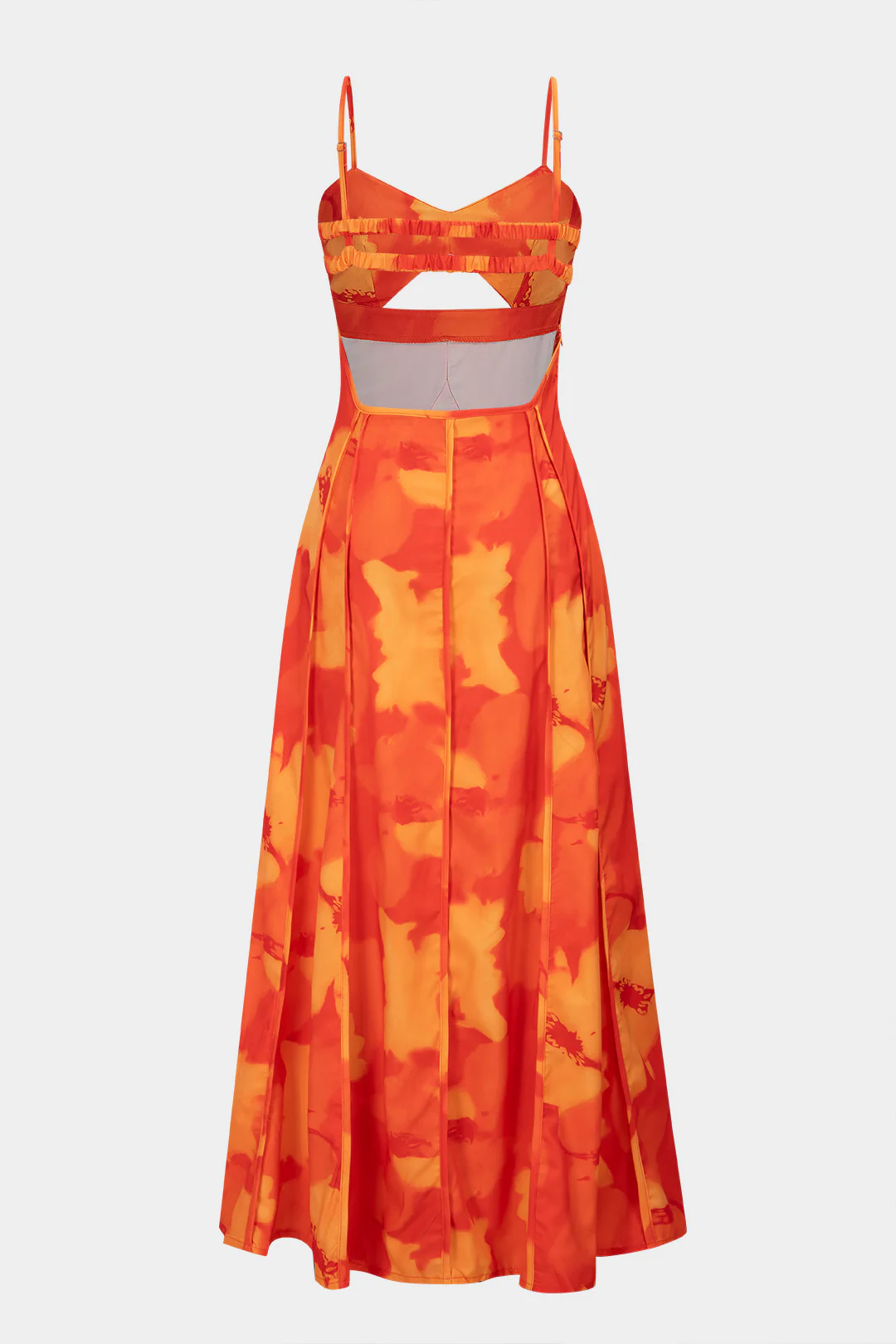 Floral Print V-Neck Cut Out Backless Sleeveless Maxi Dress - Weenar