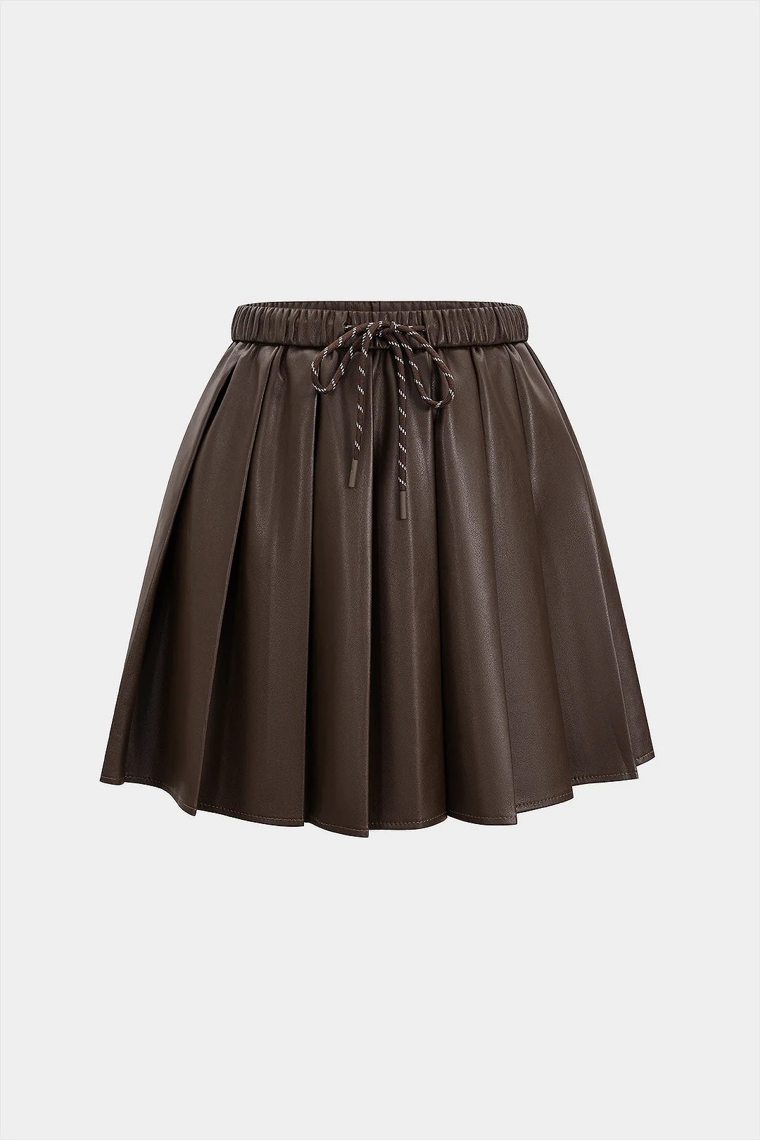 Faux Leather Pleated Tie-Up Skirt - Weenar