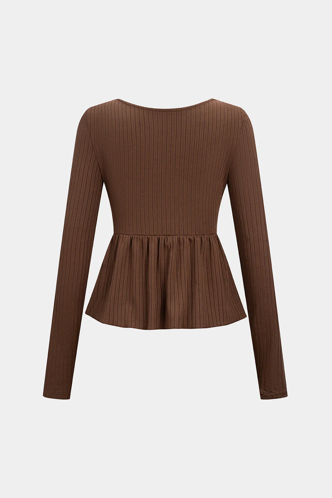 Ruffle Ruched Square Neck Long-Sleeve Top - Weenar