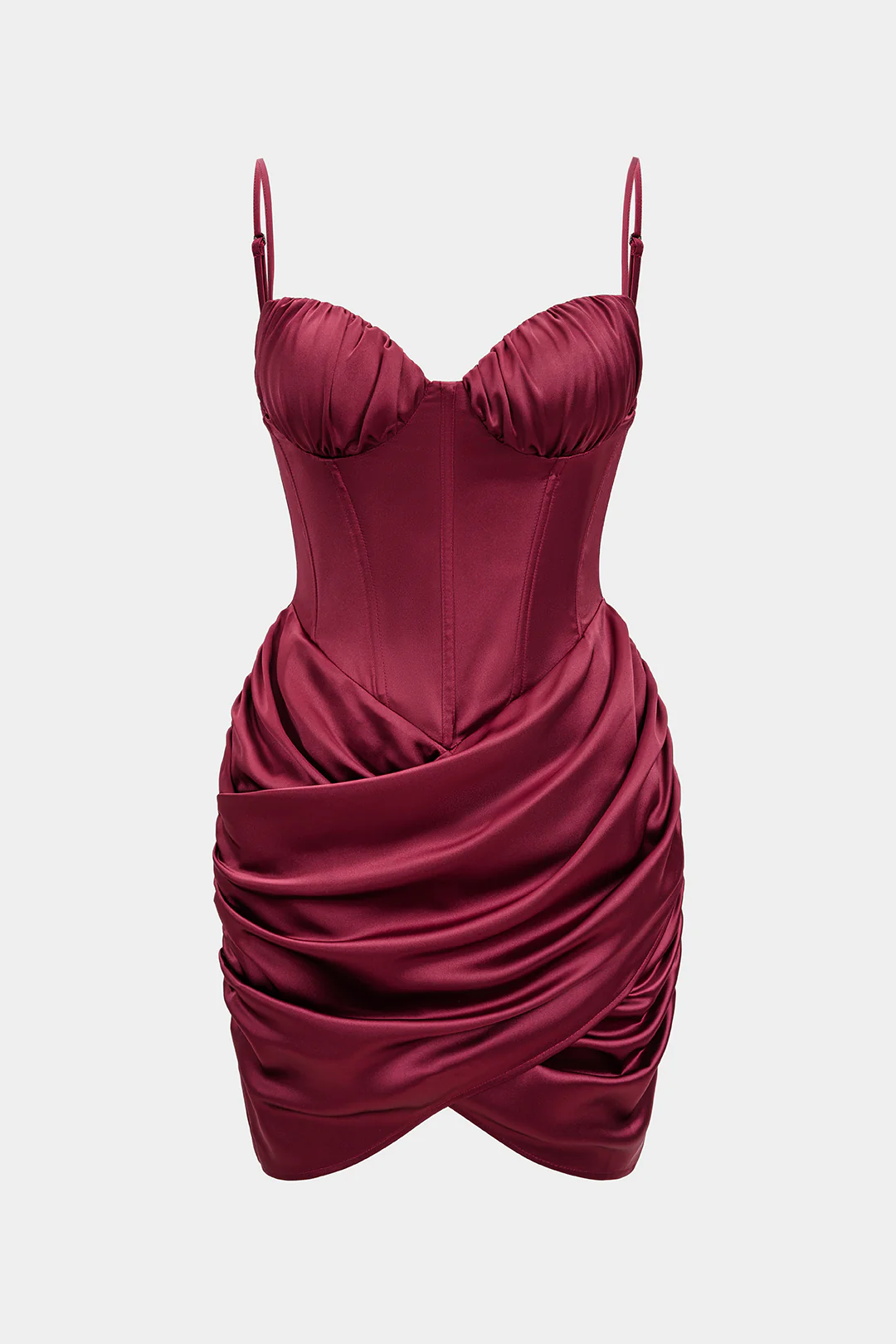 Satin Ruched Sleeveless Midi Dress - Weenar