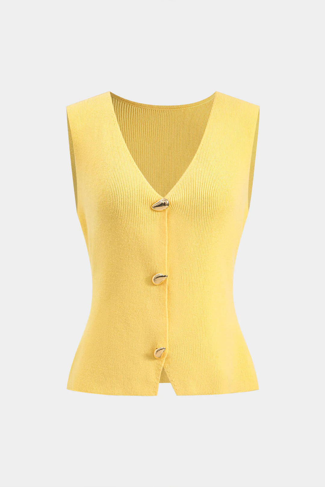 Sweater Metallic Button Tank Top - Weenar