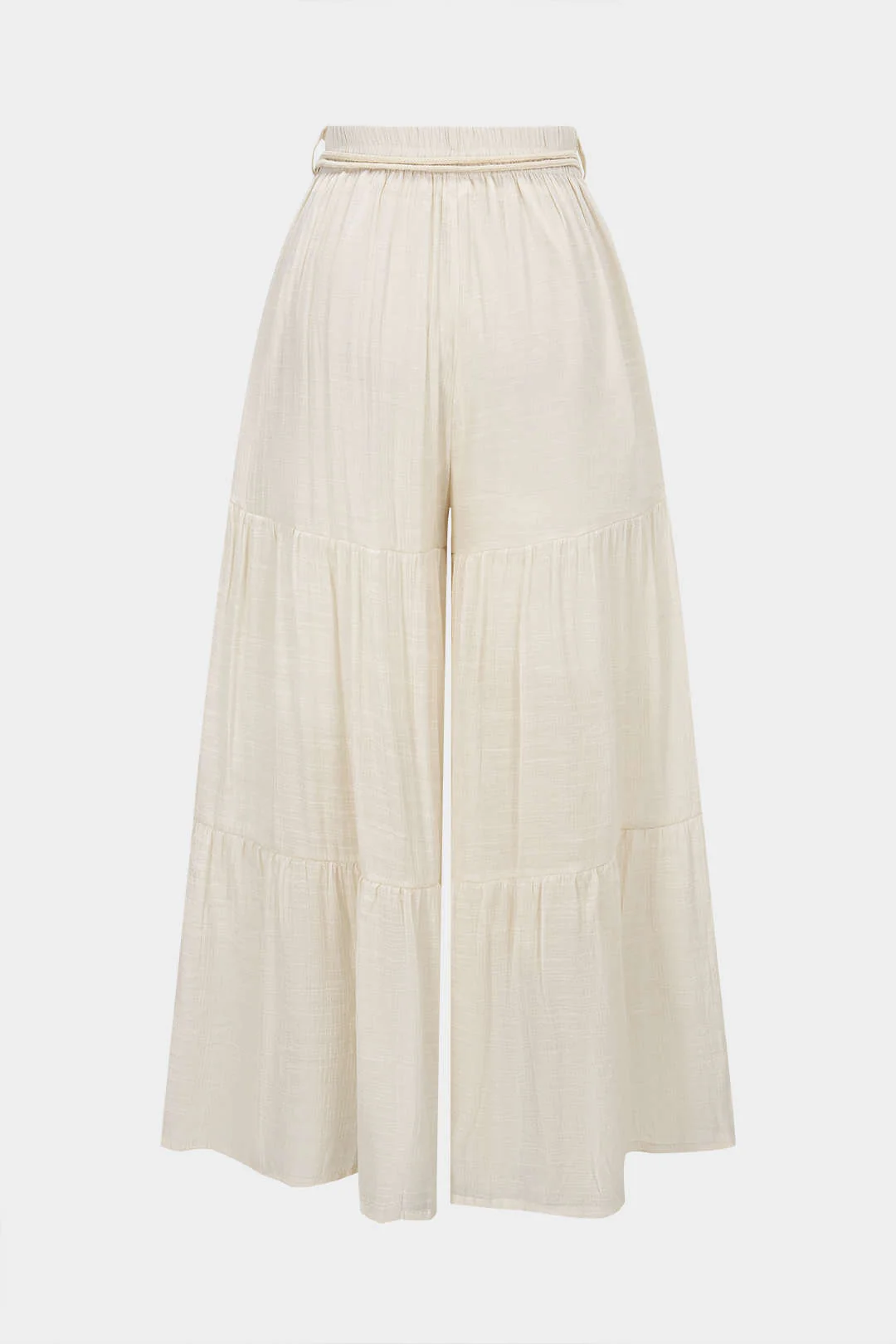 Belted Ruched High Waist Wide Leg Pants - Weenar