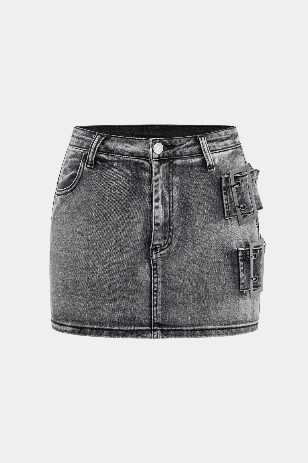 Denim Metallic Decor Skirt - Weenar