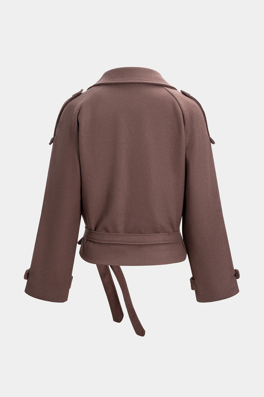 Woolen Button Tie-Up Double-Breasted Coat - Weenar