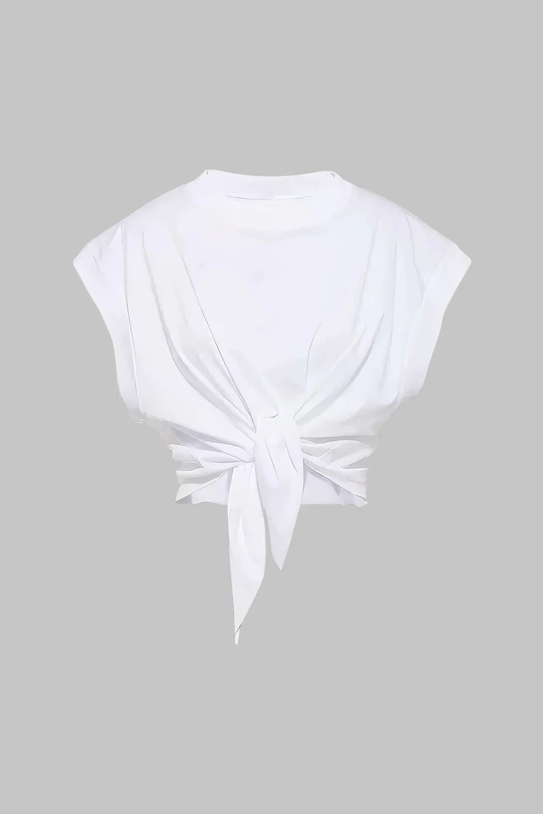 Solid Ruched Tie Front T-Shirt - Weenar