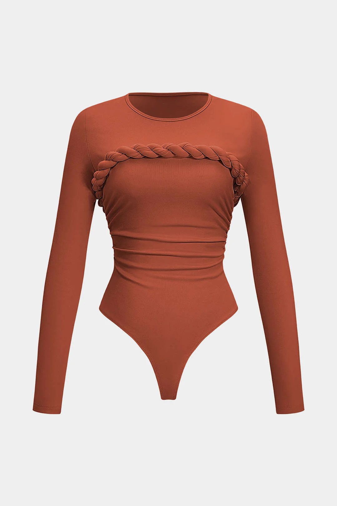 Twist Knot Ruched Long-Sleeve Bodysuit - Weenar