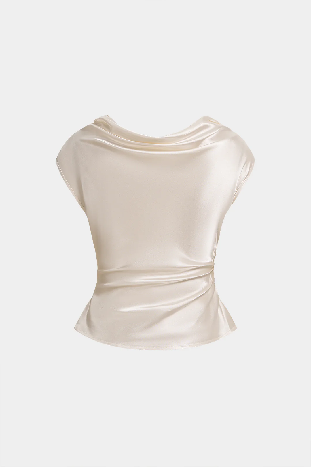 Satin Draped Neck Ruched Tank Top - Weenar