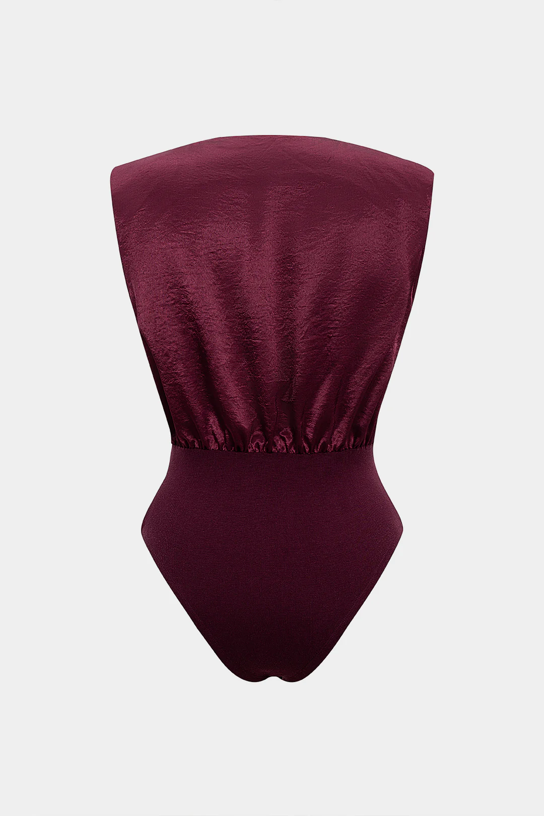 Satin Patchwork Metallic Decor V-Neck Sleeveless Bodysuit - Weenar