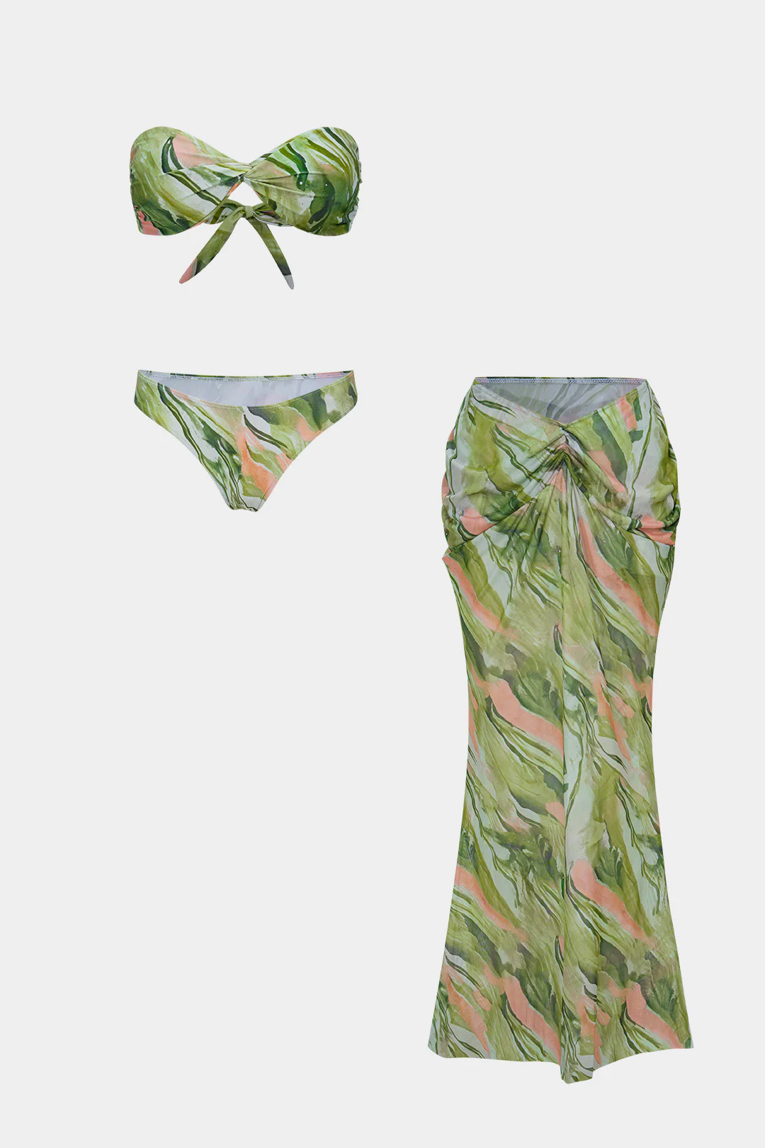 Floral Print Tie-Up Wrap Bikini Set - Weenar