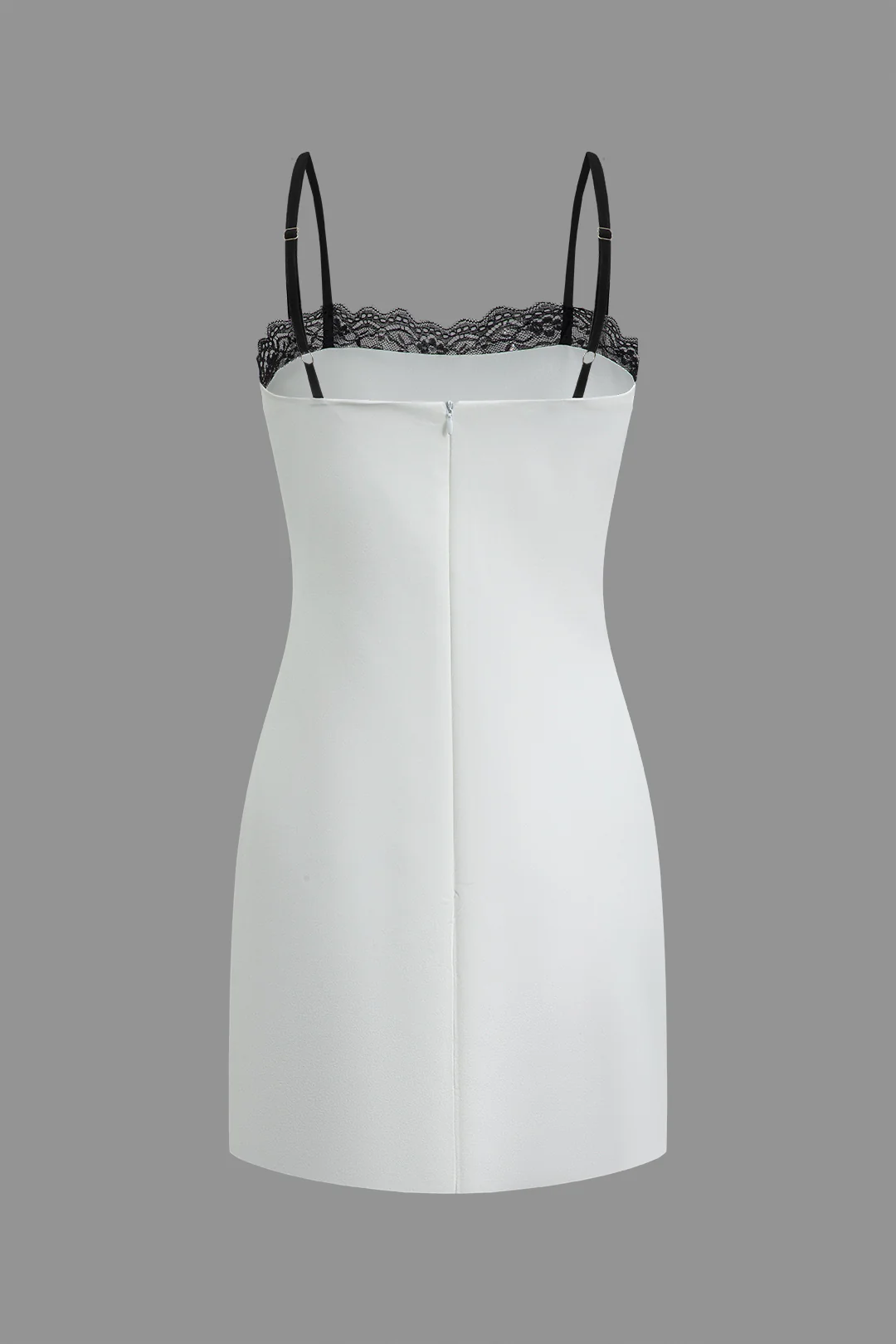 Satin Lace Trim Patchwork Sleeveless Mini Dress - Weenar