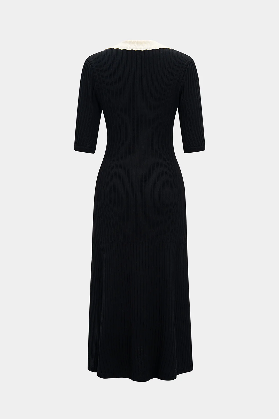 Knit Single-Breasted Long Sleeve Dress - Weenar