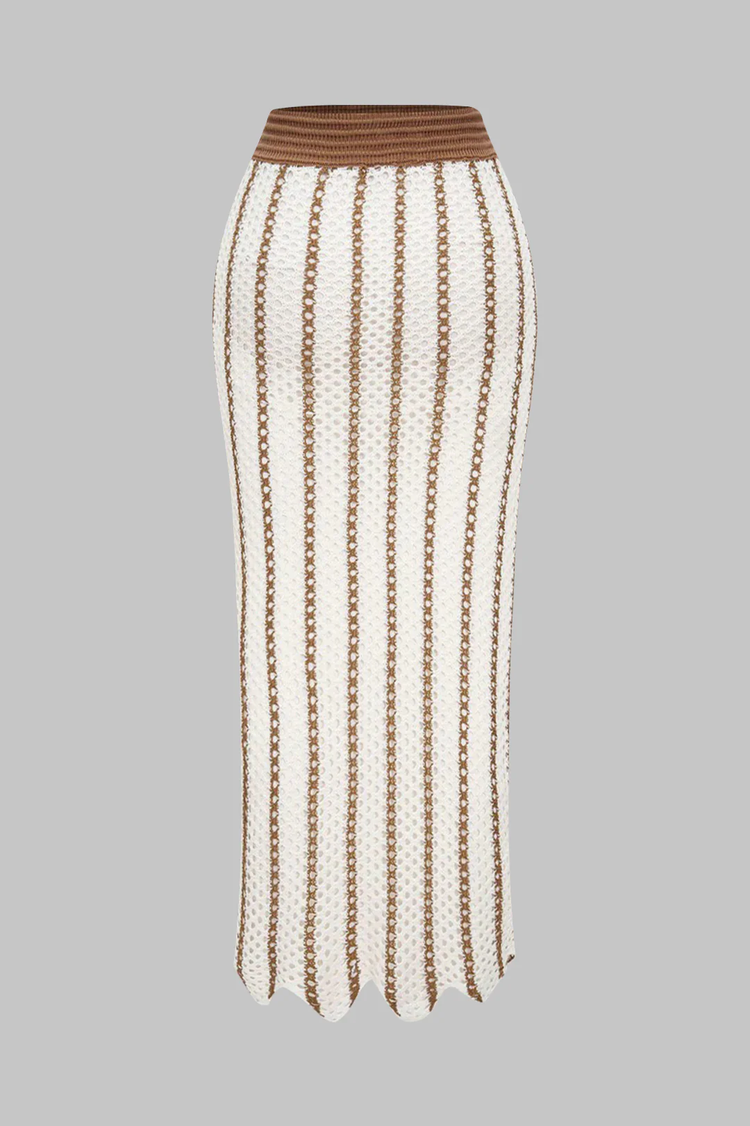 Knit Contrast Hollow Out Skirt - Weenar
