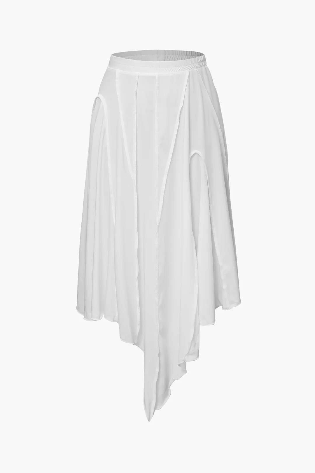 Solid Scallop Edge Asymmetrical Skirt - Weenar