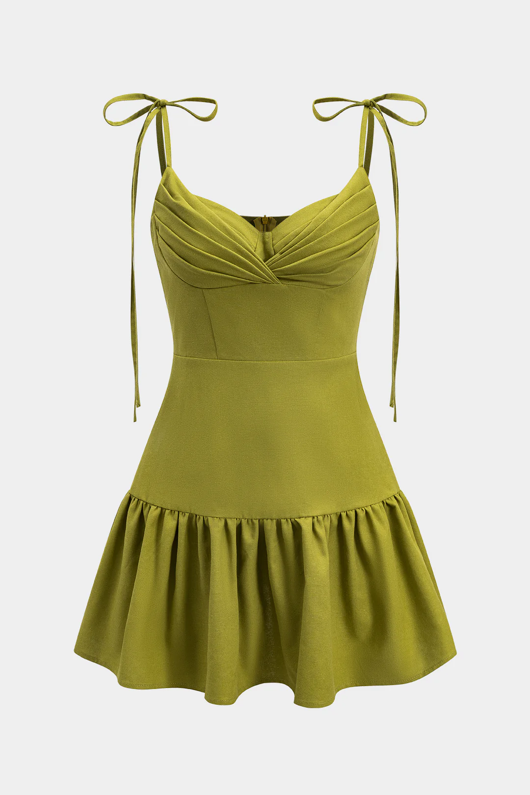 Linen Ruched Tie-Up Sleeveless Mini Dress - Weenar