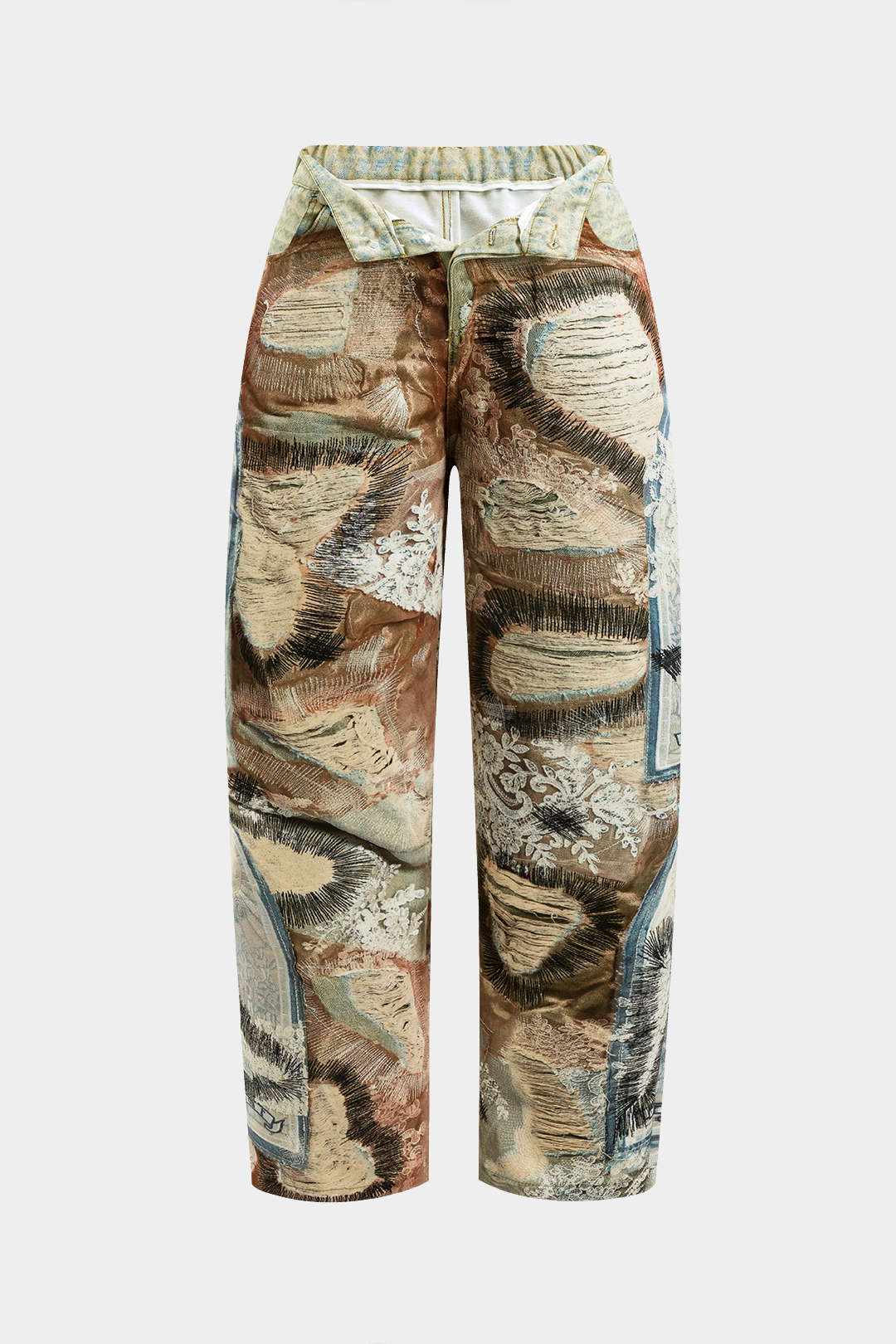 Abstract Print Button Pocket Trousers - Weenar