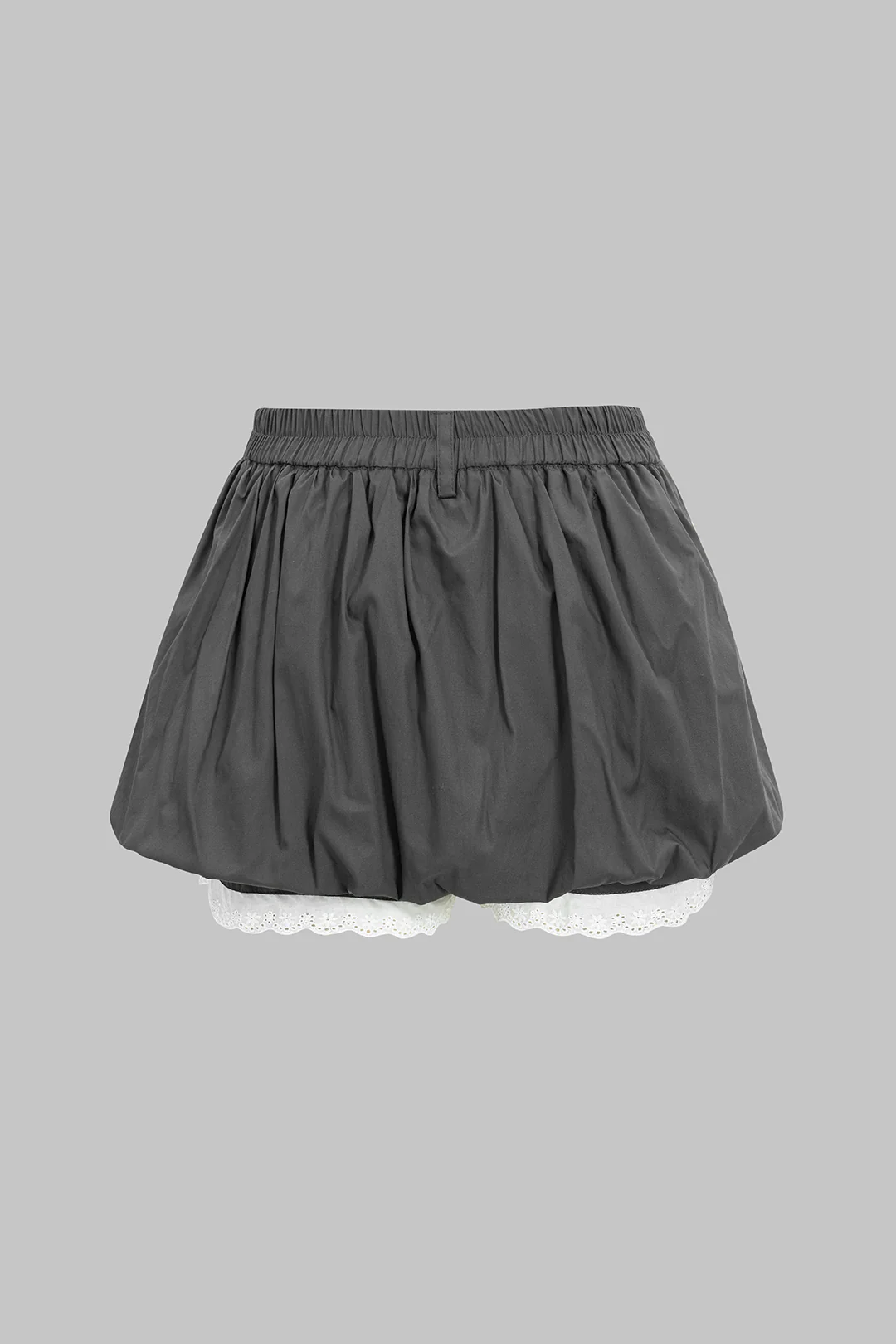 Lace Trim Ruched Low Waist Skort - Weenar