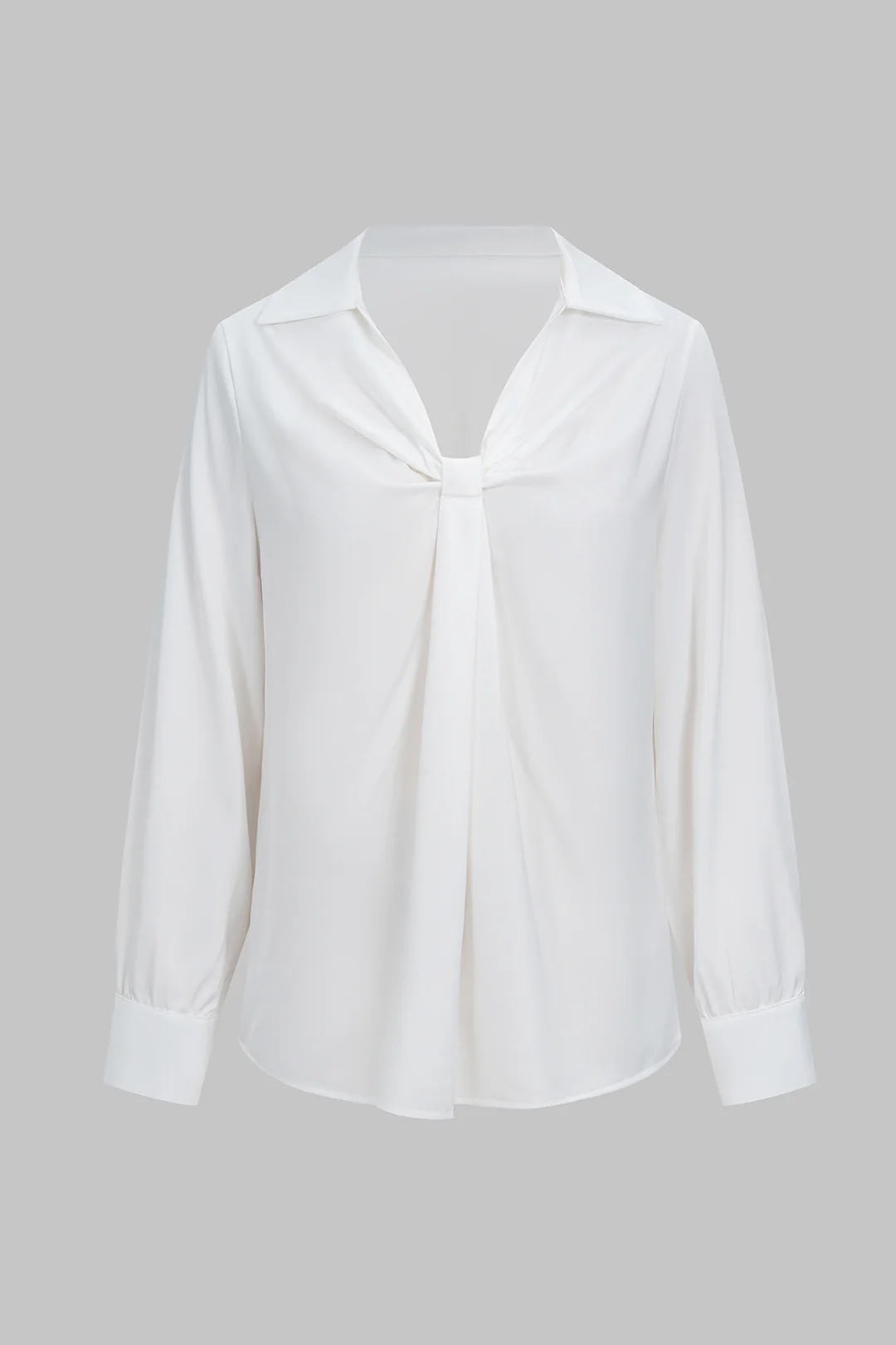 Satin Ruched Long-Sleeve Shirt - Weenar