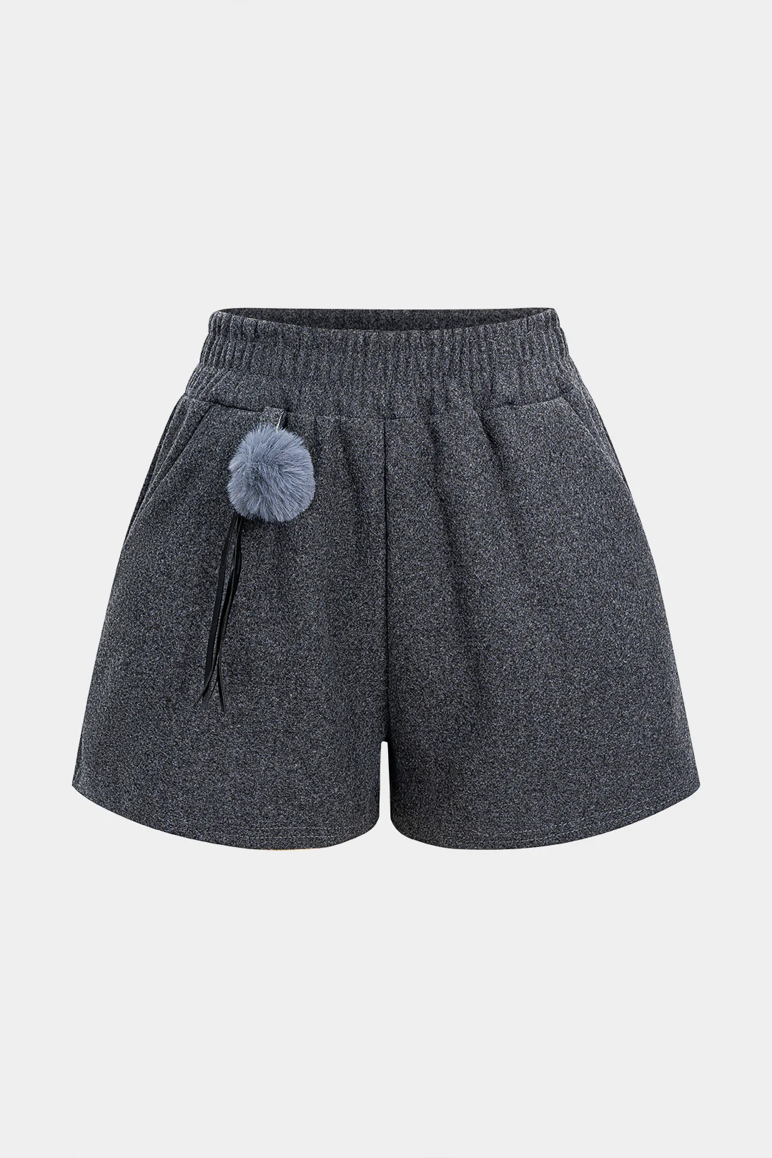 Fur Ball Pocket Wide Leg Shirred Waistband Shorts - Weenar