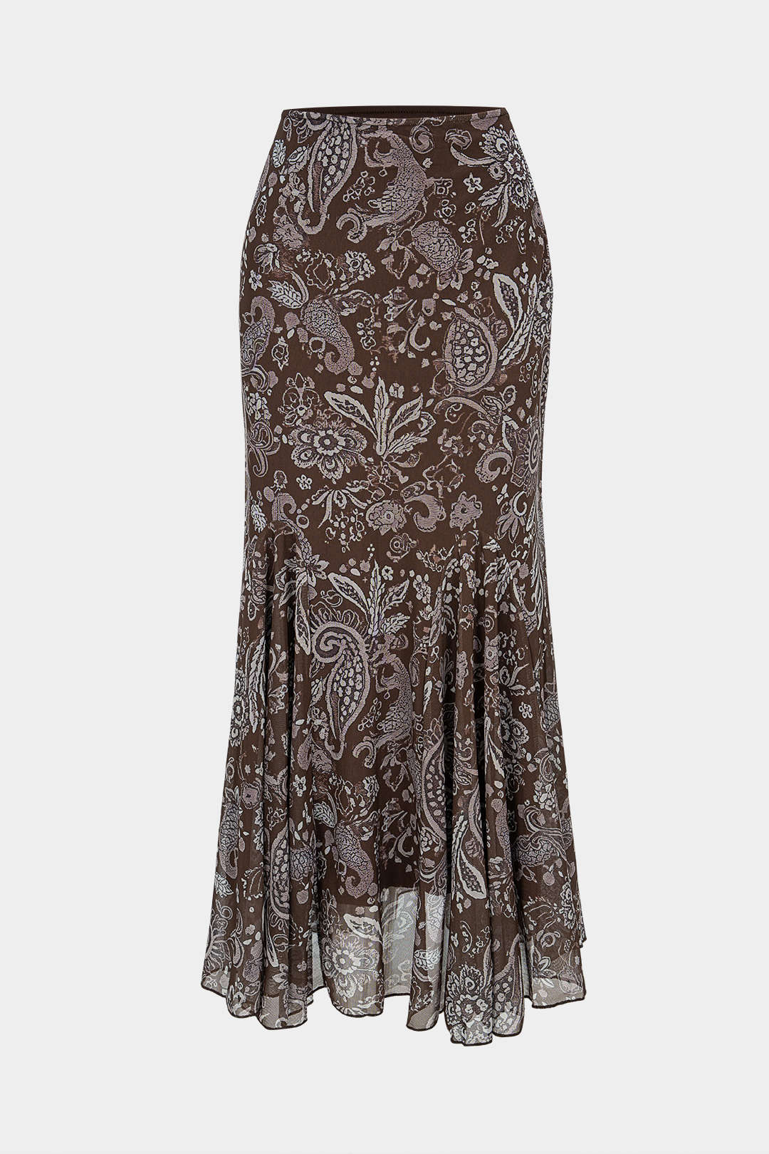 Retro Floral Print Low Waist Irregular Hem Skirt - Weenar