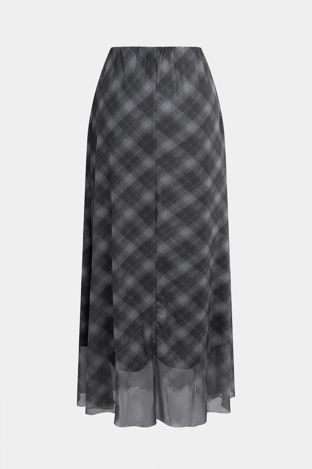 Plaid Print Sheer Mesh High Waist Skirt - Weenar