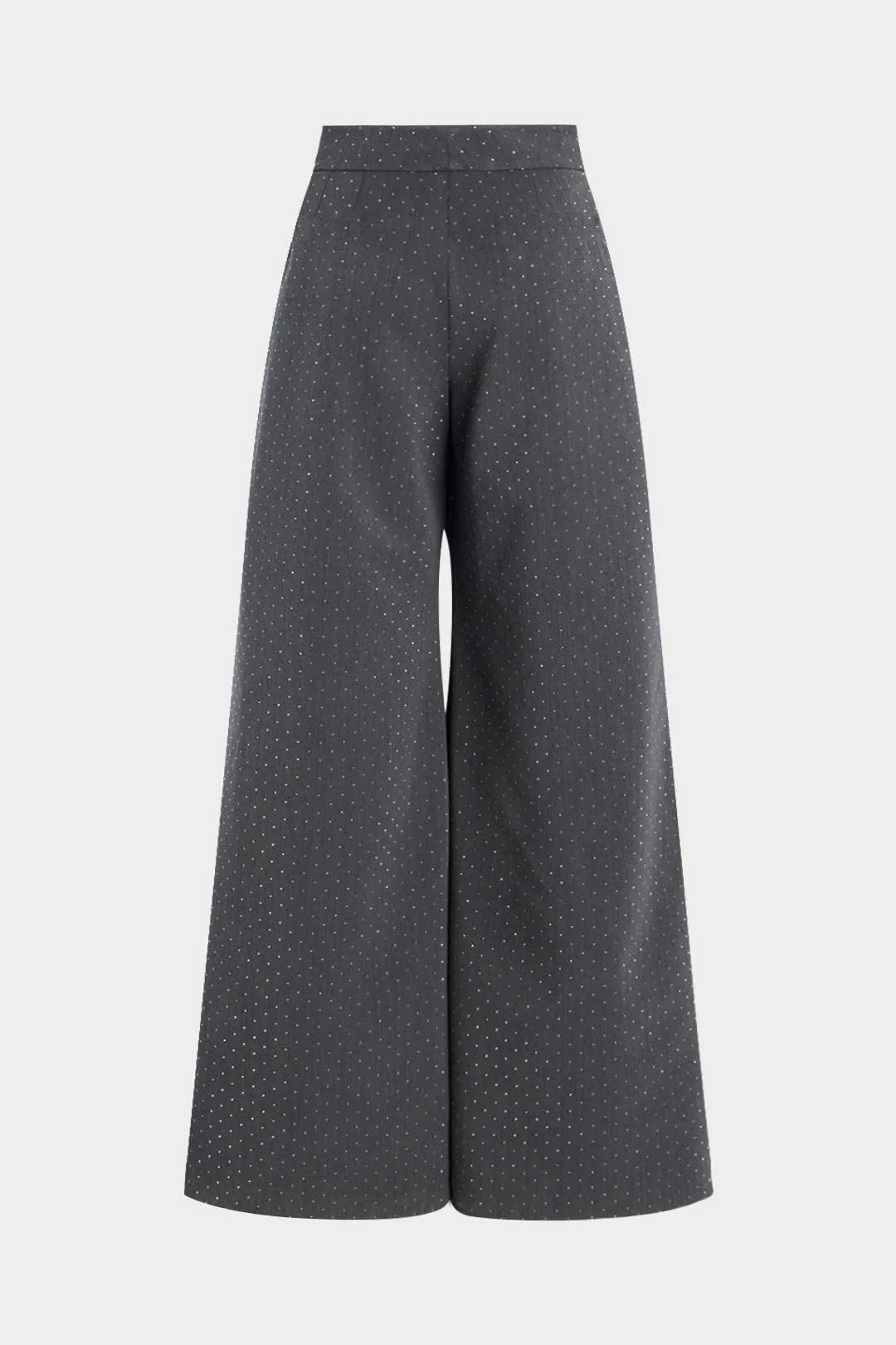 Diamond Print Rhinestone Pocket Wide Leg Trousers - Weenar