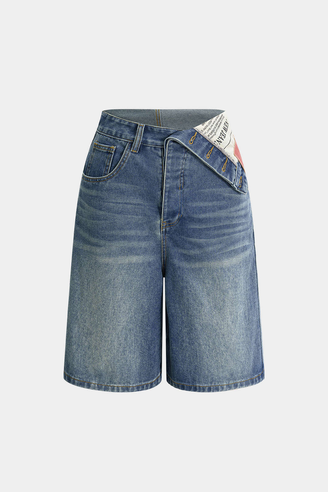 Denim Asymmetrical Pocket Shorts - Weenar