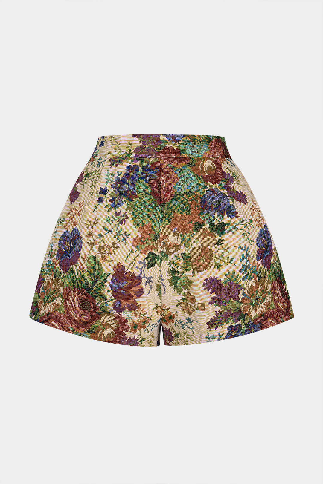 Floral Print Jacquard High Waist Shorts - Weenar