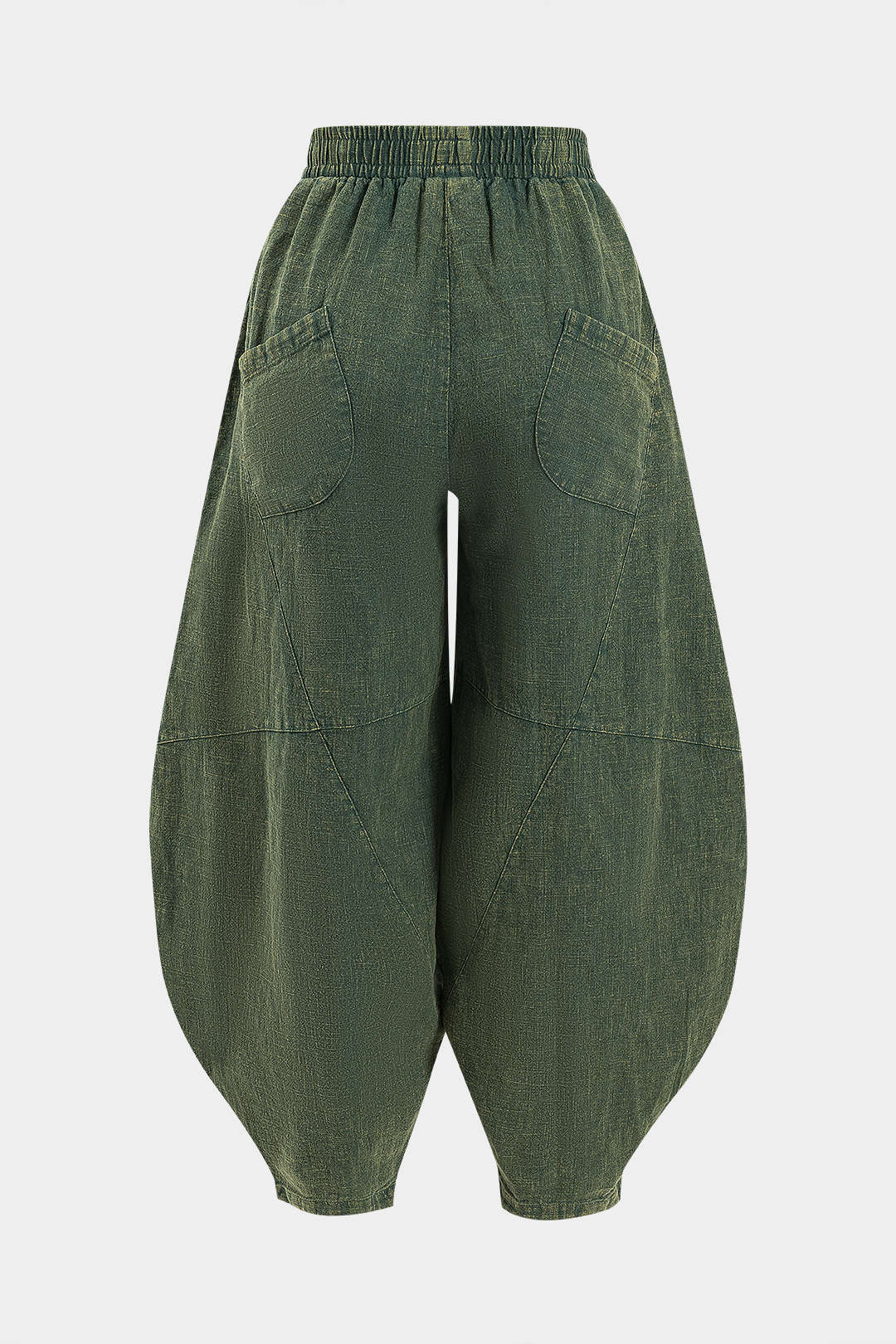 Ruched Pocket Wide Leg Barrel Trousers - Weenar