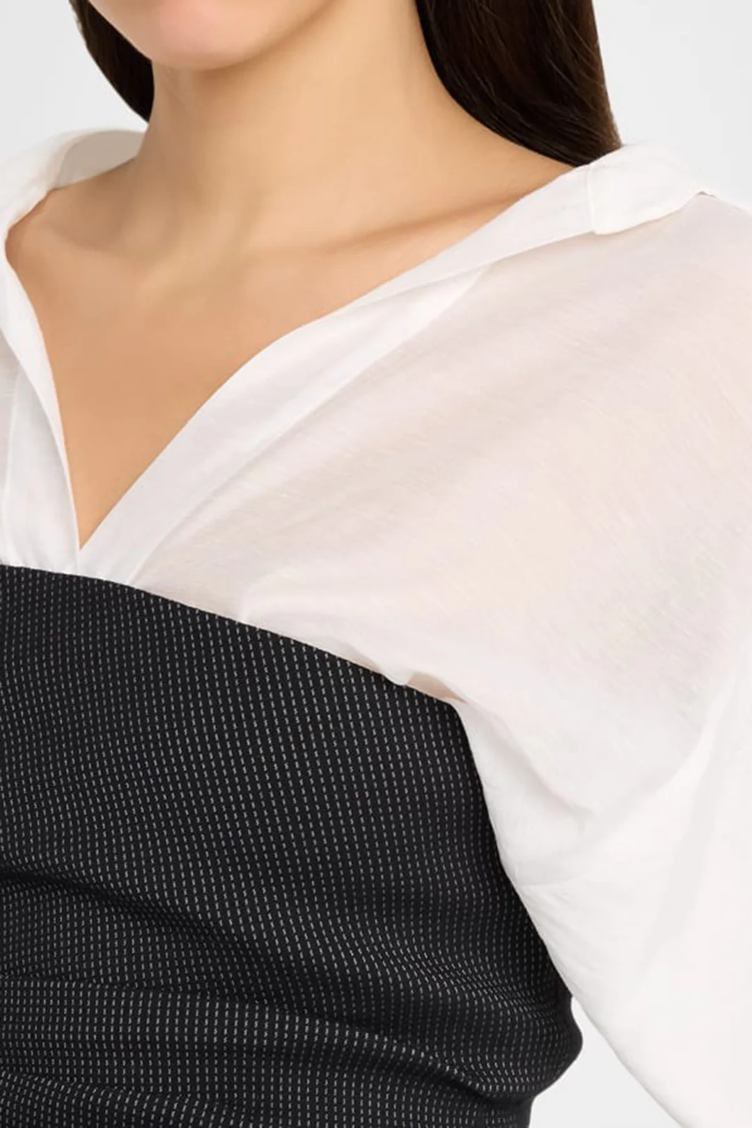 Ruched Asymmetrical Long-Sleeve Shirt - Weenar