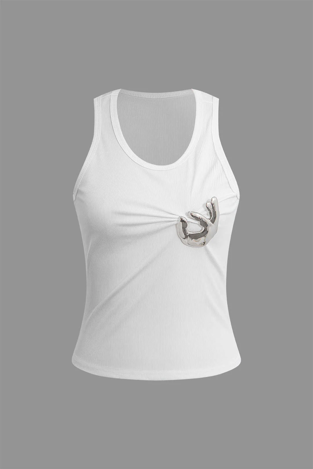 Embellished Ruched Tank Top - Weenar