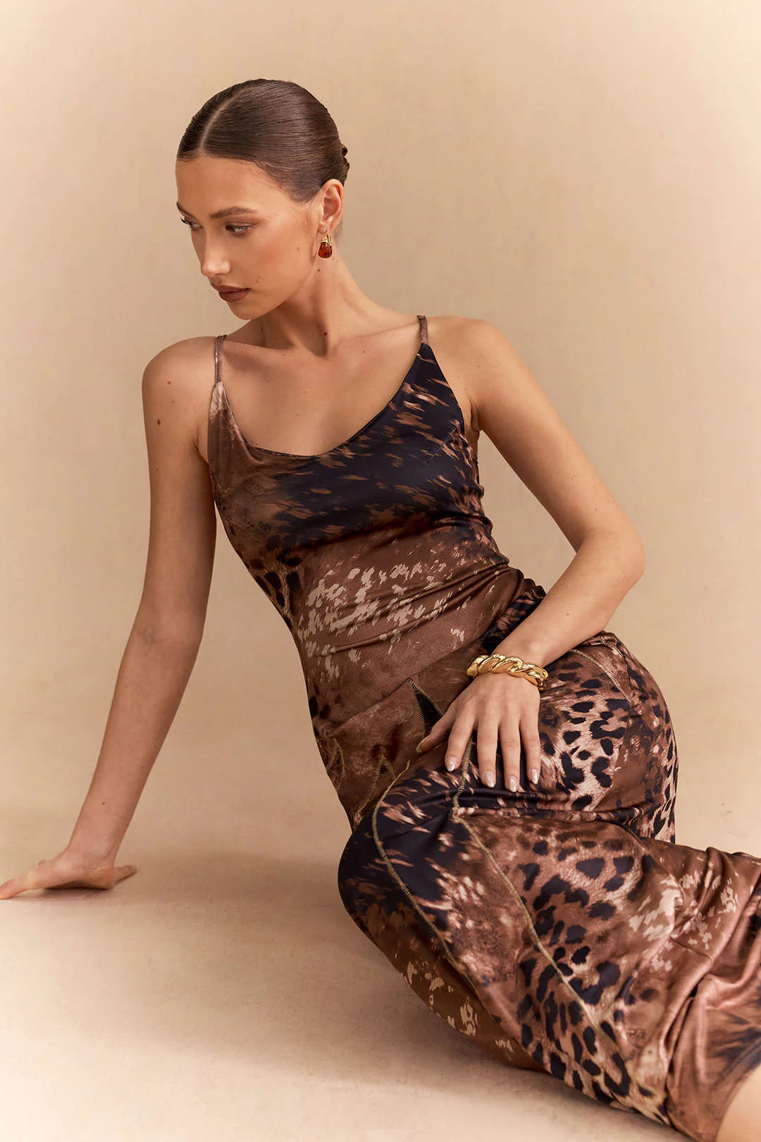 Leopard Print Sleeveless Maxi Dress - Weenar
