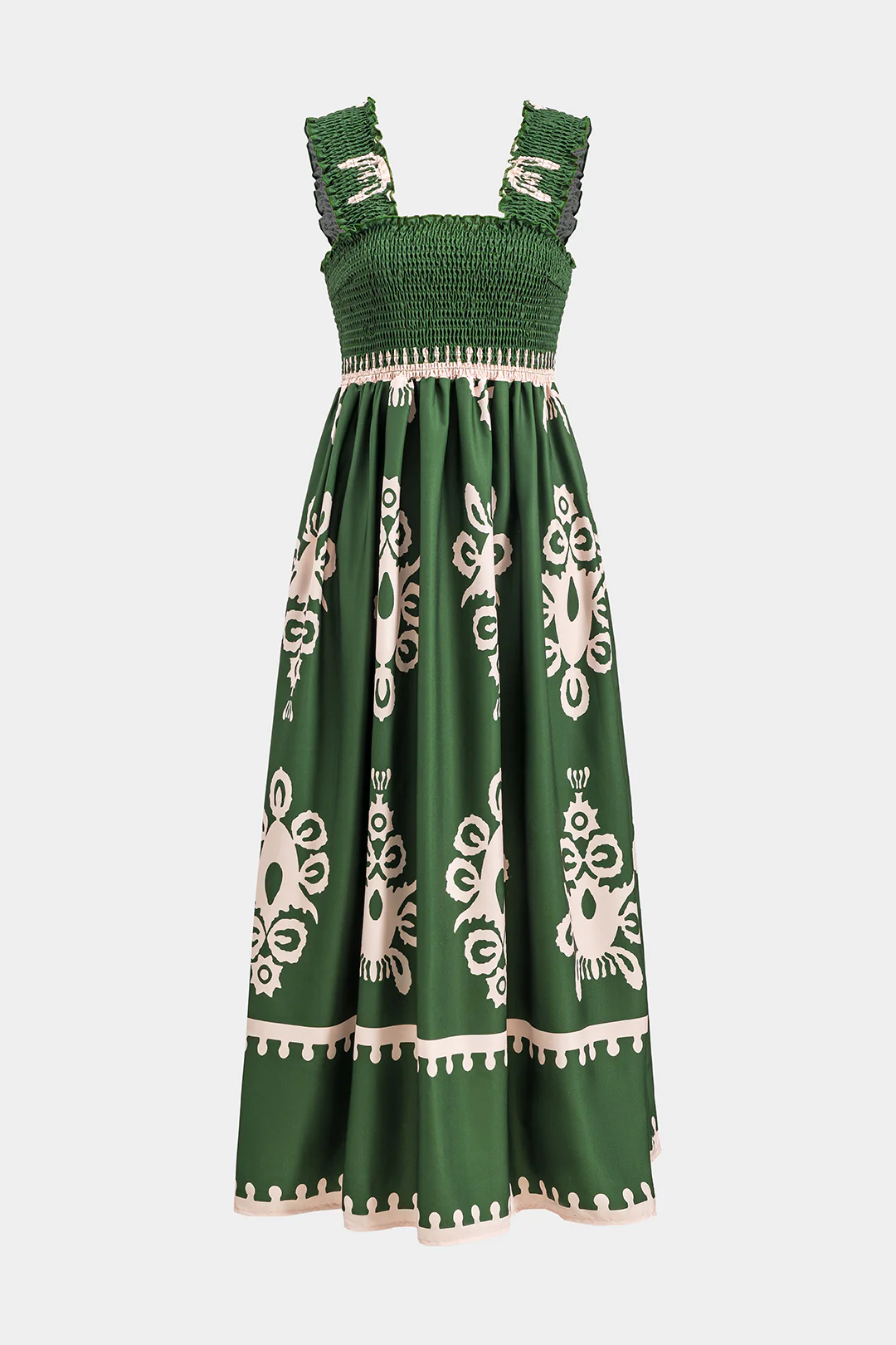 Shirred Strapless Sleeveless Maxi Dress - Weenar
