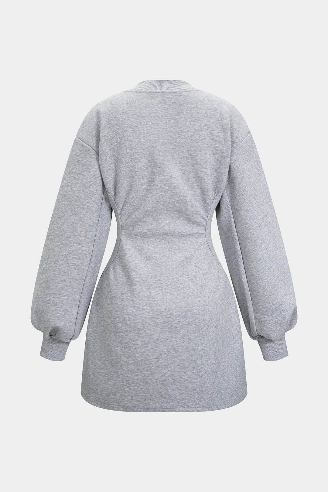 V-Neck Waist Long Sleeve Mini Dress - Weenar