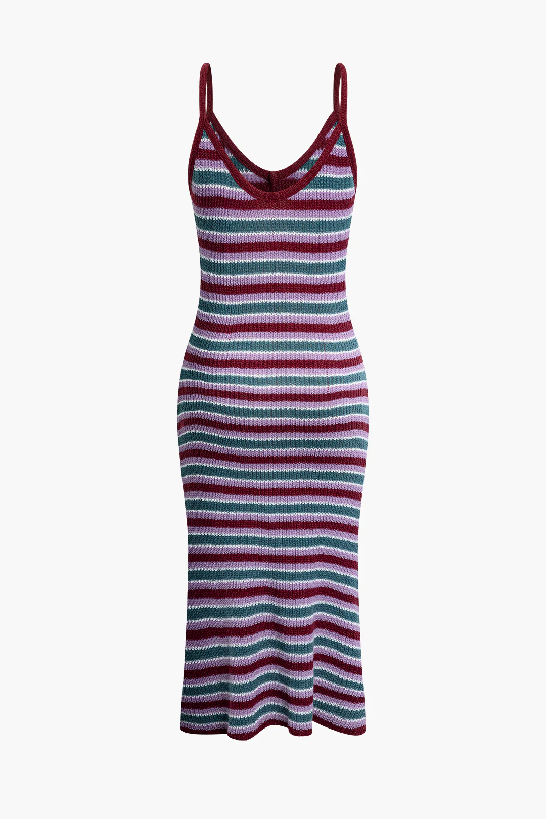 Knit V-Neck Contrast Sleeveless Dress - Weenar